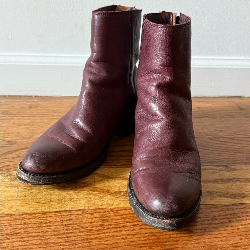 Men's Dark Burgundy Leather Boots